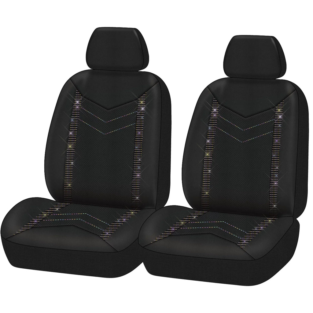 Seat Cover, Crystal Cars, Fit Universal 2, of MPVs Leather Faux Rainbow Set Fit for SUVs, Car Auto Drive
