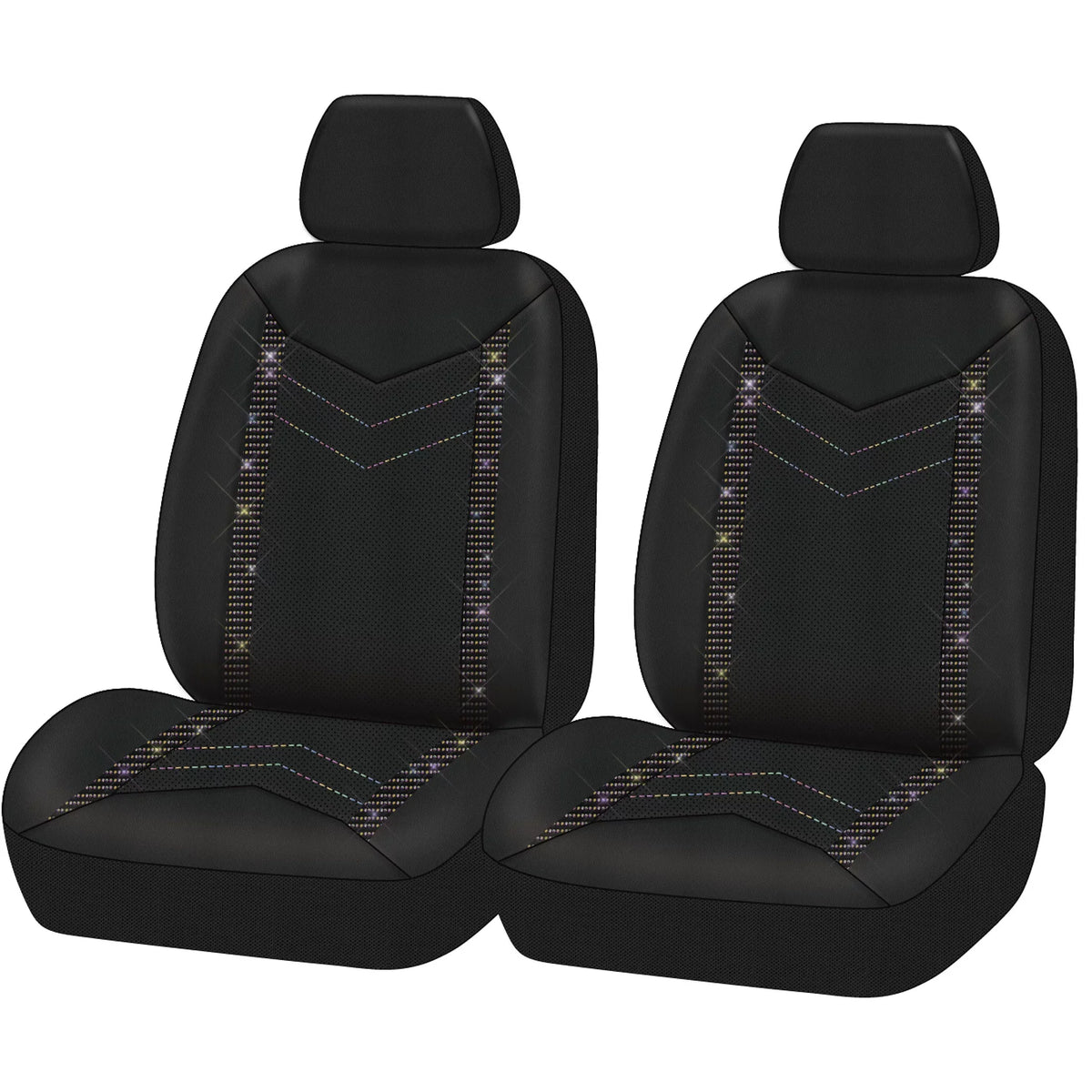 Seat Cover, Crystal Cars, Fit Universal 2, of MPVs Leather Faux Rainbow Set Fit for SUVs, Car Auto Drive
