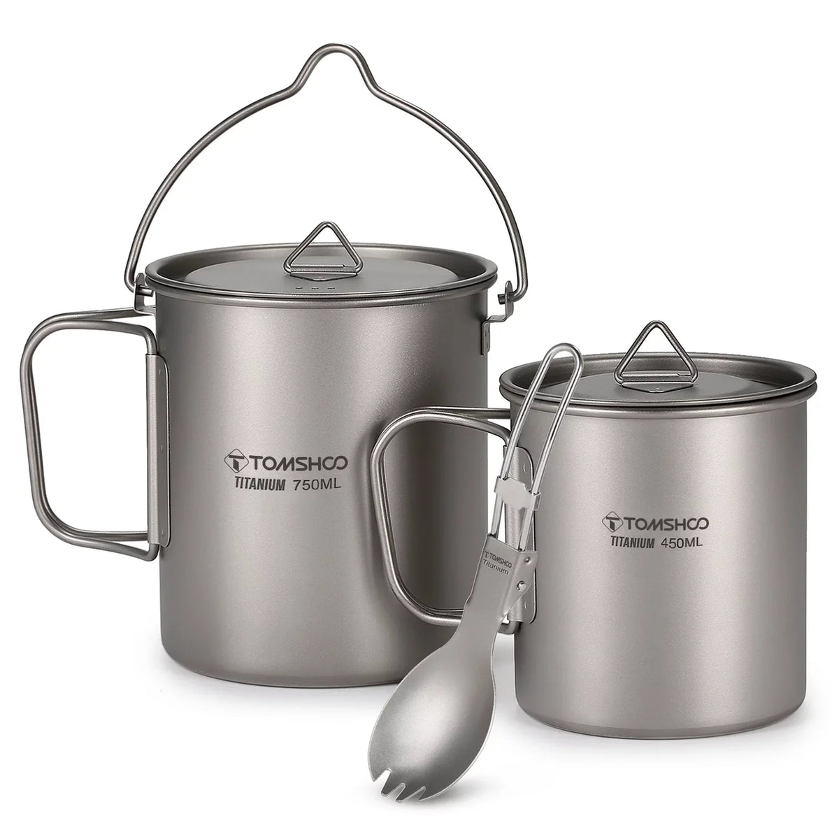 liquid Cup TOMSHOO Handle Ium cup Spork Lid Set Pot Handle 750ml Open Fire Adben With Handle 3 kit,With With Set Cup Pieces 750ml Coffee Cup Lid Lid Collapsible Pot 450ml