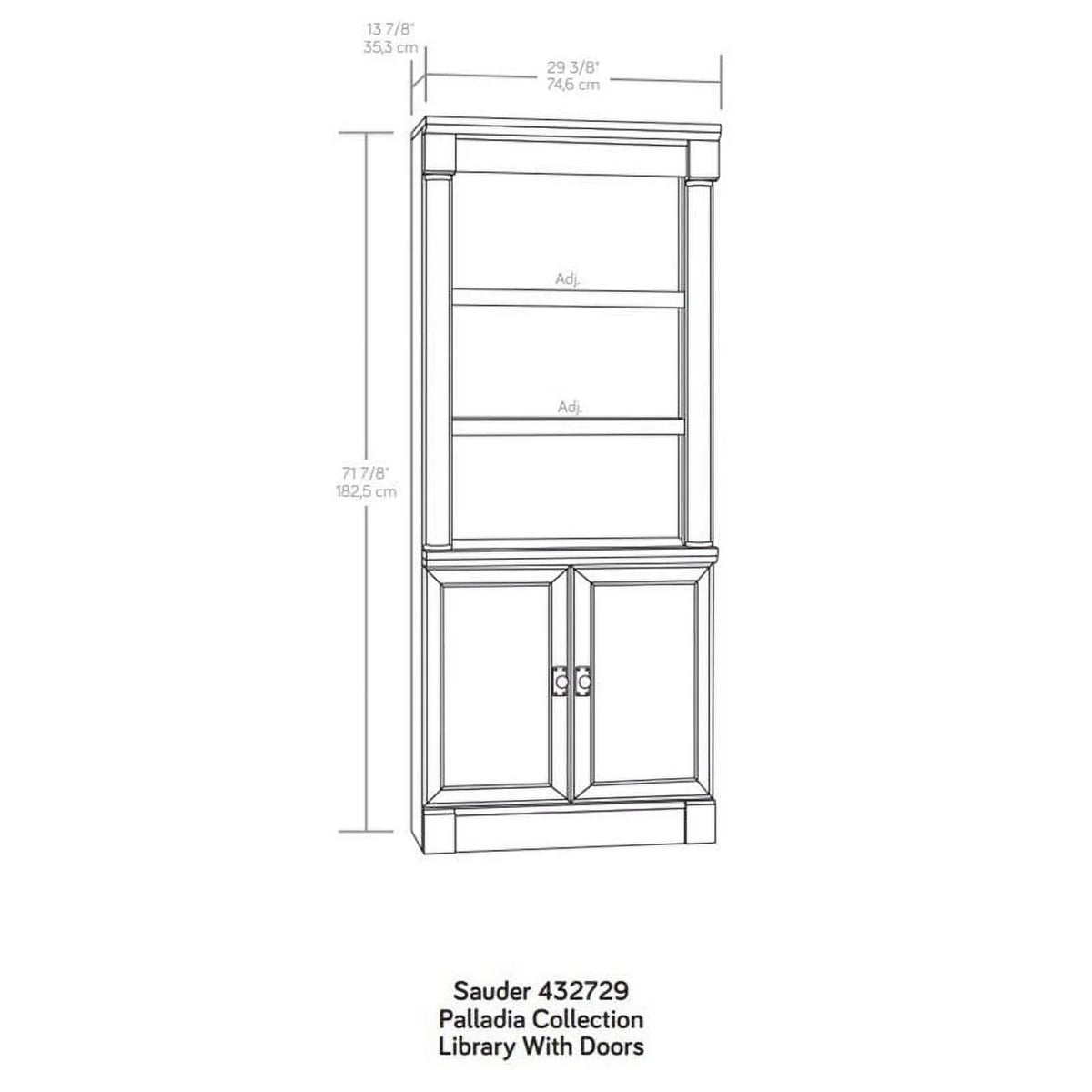 Bookcase, 5-Shelf Palladia Library Bookcase Sauder Glacier Oak Finish