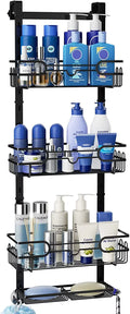 Hanging Steel Adjustable with 4 Shower Hanging with Organizer 4 for Caddy Shelf Door Shower Bathroom Consumest Soap Suction Over Rustproof The & Shower Stainless Tier Cups, 2 Hooks Holder, Caddy
