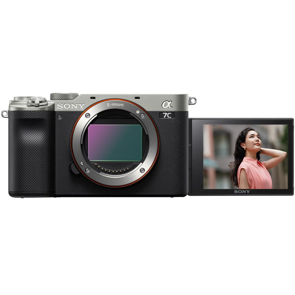 Accessories Silver SEL40F25G F2.5 ILCE7C/S Monopod with Case LED + + 40mm Mirrorless Photography and G a7C Microphone Bundle Gear Frame Body Full + with FE Compact Backpack Camera Lens Deco