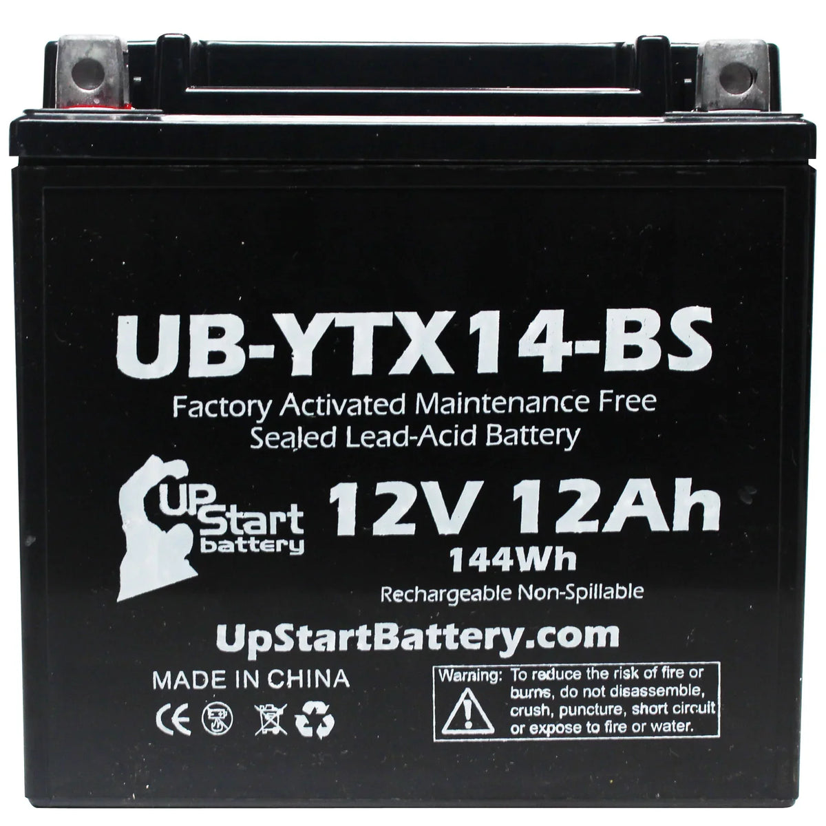800 - Maintenance GS UB-YTX14-BS Battery 2-Pack Free, Motorcycle 12AH, CC 12V, UpStart Activated, Factory Replacement 2011 F800ST, Battery