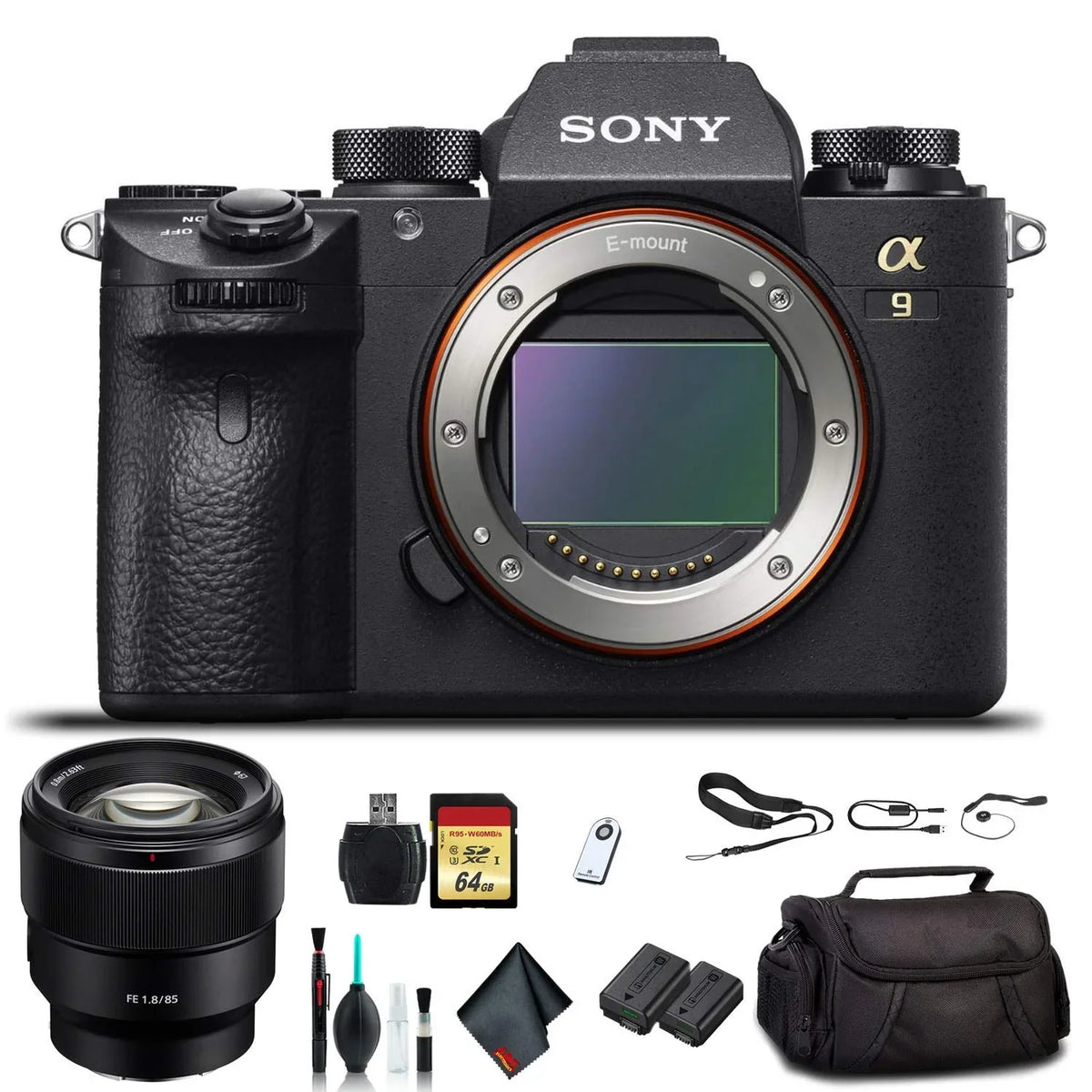 Additional Essential Soft Card Bag, Accessories Camera Card, , Reader Lens, ILCE9/B Battery, FE a9 With 24-70mm Plus Mirrorless Memory Alpha 64GB