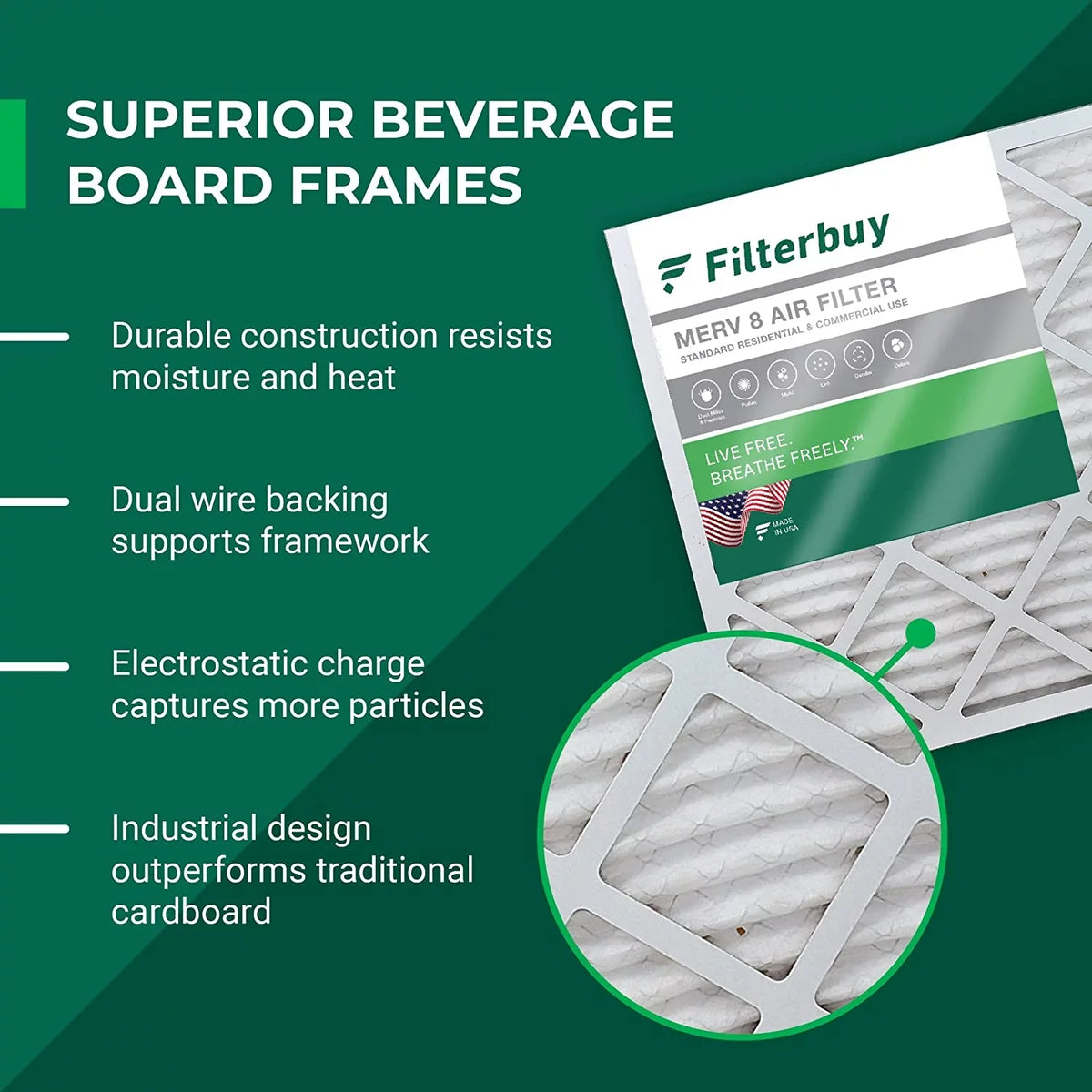 Filterbuy AC HVAC Furnace 8 (12-Pack) Filters MERV 16x36x2 Pleated Air