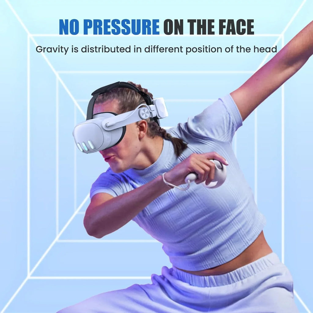 Elite Strap, Meta Accessories 3 Quest Head with 3, Pressure Playtime-for for Meta Extend Adjustable 5300mAh VR Battery Strap & Battery to Quest Reduce Pack