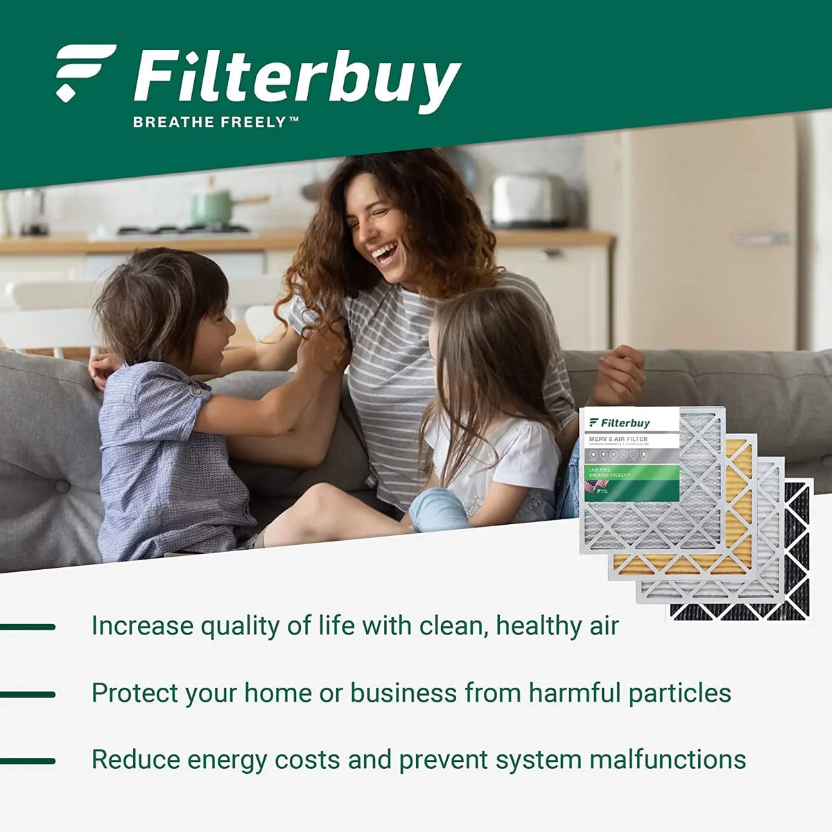 (12-Pack) 8 Pleated AC MERV Furnace 12x27x1 Air Filters Filterbuy HVAC