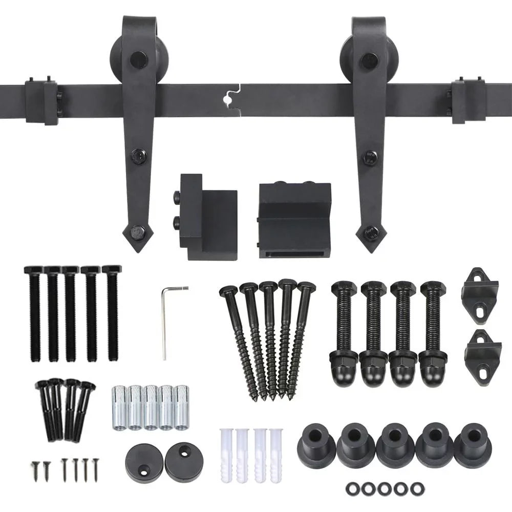 Kit Single-door Track Steel Arrow Design Barn Black Hardware Hanging Ft Door Easyfashion 6 Sliding