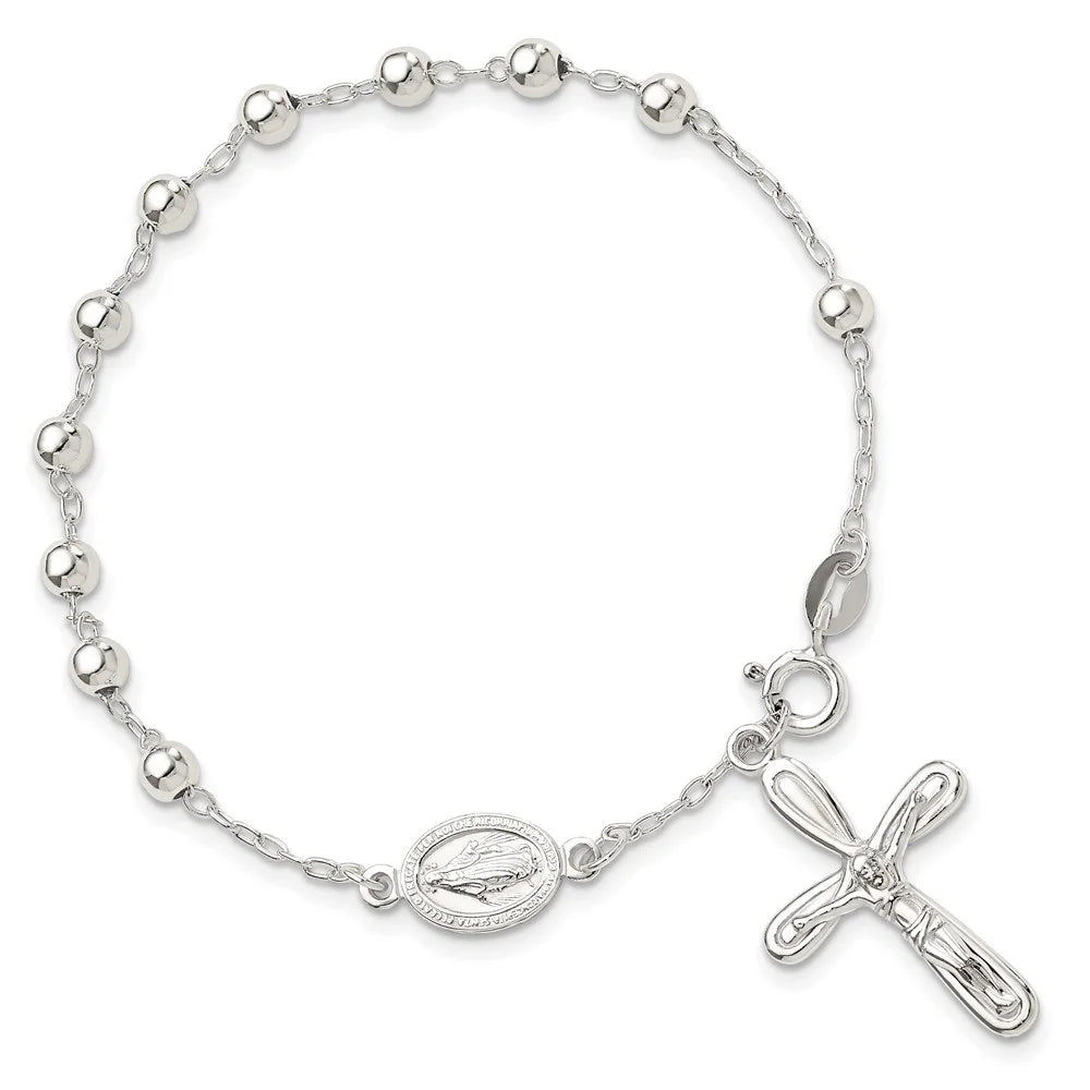 Fine Jewelry 7.5inch Women 925 Sterling Decade Single Beaded Auriga Silver for Bracelet Rosary