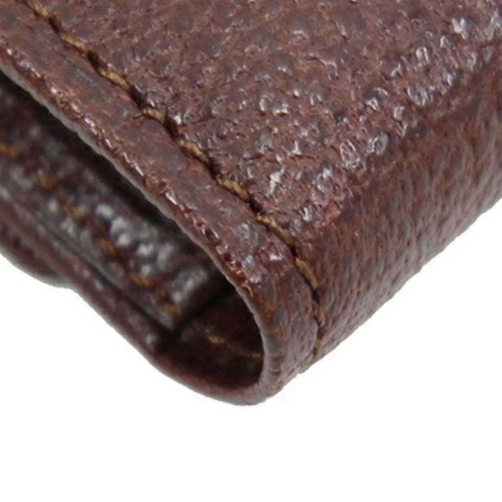 (Good) Coin BURBERRY Dark Case Leather Check MS152 Holder Brown Key 5 Burberry Pre-Owned