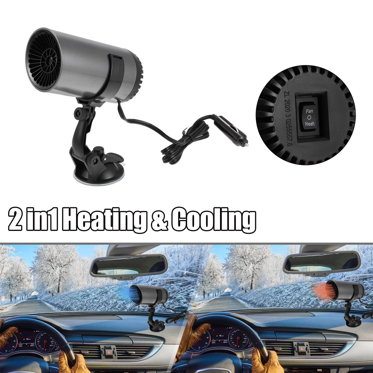 Unique Suction Portable Air 12V Purifying Car Bargains Defogger Defroster Heater 150W Holder with Gray