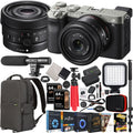 Accessories Silver SEL40F25G F2.5 ILCE7C/S Monopod with Case LED + + 40mm Mirrorless Photography and G a7C Microphone Bundle Gear Frame Body Full + with FE Compact Backpack Camera Lens Deco
