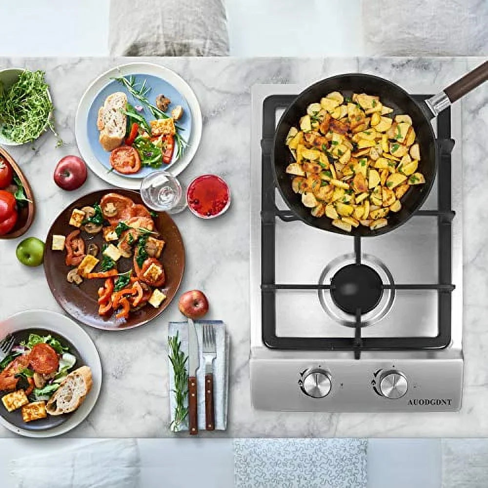 Gas for Apartments, LPG/NG to exterior Burners,12 Easy Stainless Dual Steel Cooktop Portable RVs, Stove 2 Inches Clean Hob Gas Fuel Built-in Gas