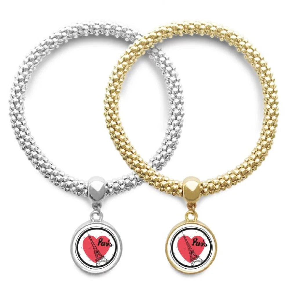 Bracelet Jewelry Bangle Eiffel Tower City Paris Chain Lover Love France Couple Pendant
