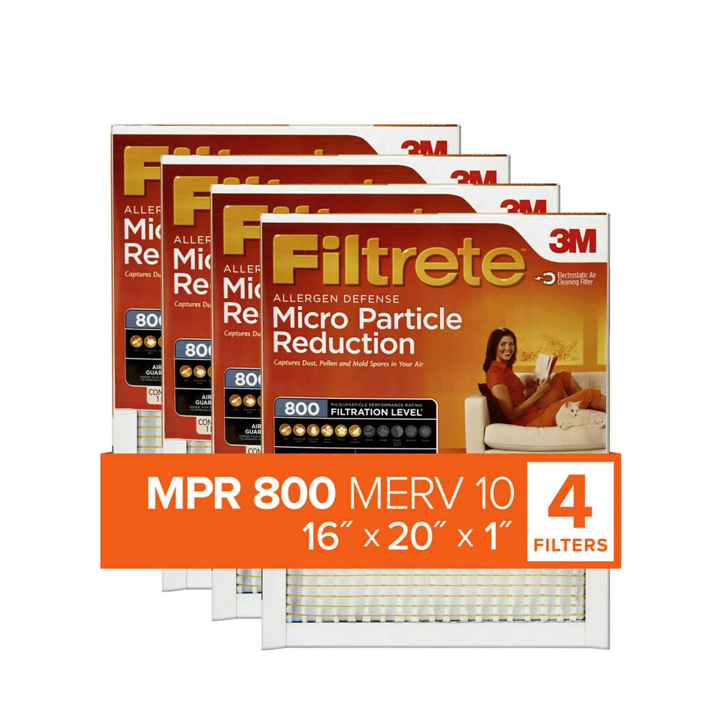 Particle Air MPR, 10, Filtrete 16x20x1, HVAC MERV Furnace Reduction Filters Filter, 800 4 Micro