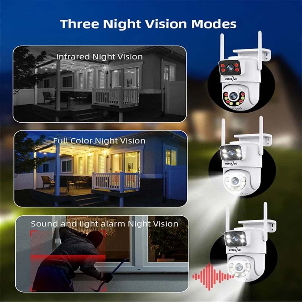 4K Full Camera INTELIVE Powered Security Way Night Surveillance Two Camera Vision Floodlight, Wireless Home Color Camera, Rechargeable exterior with Deduction Human Voice with