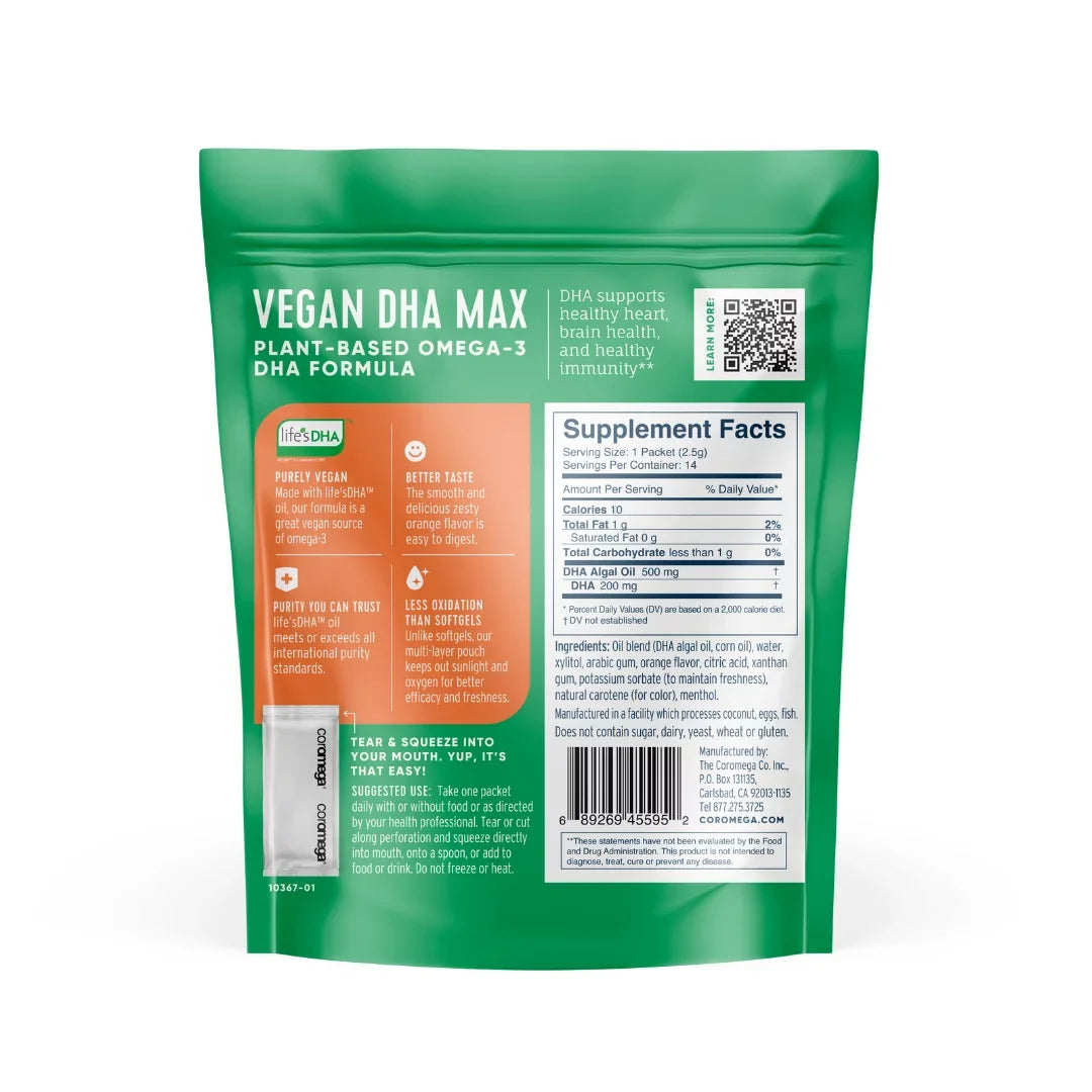 Oil Omega-3, DHA, 60ct Algal Vegan Coromega, Orange,