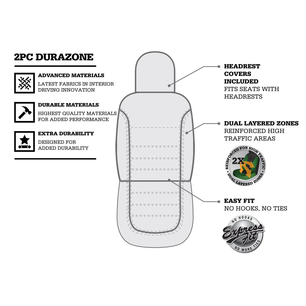 Durazone Genuine Covers, Black Seat 2 Car Piece Dickies