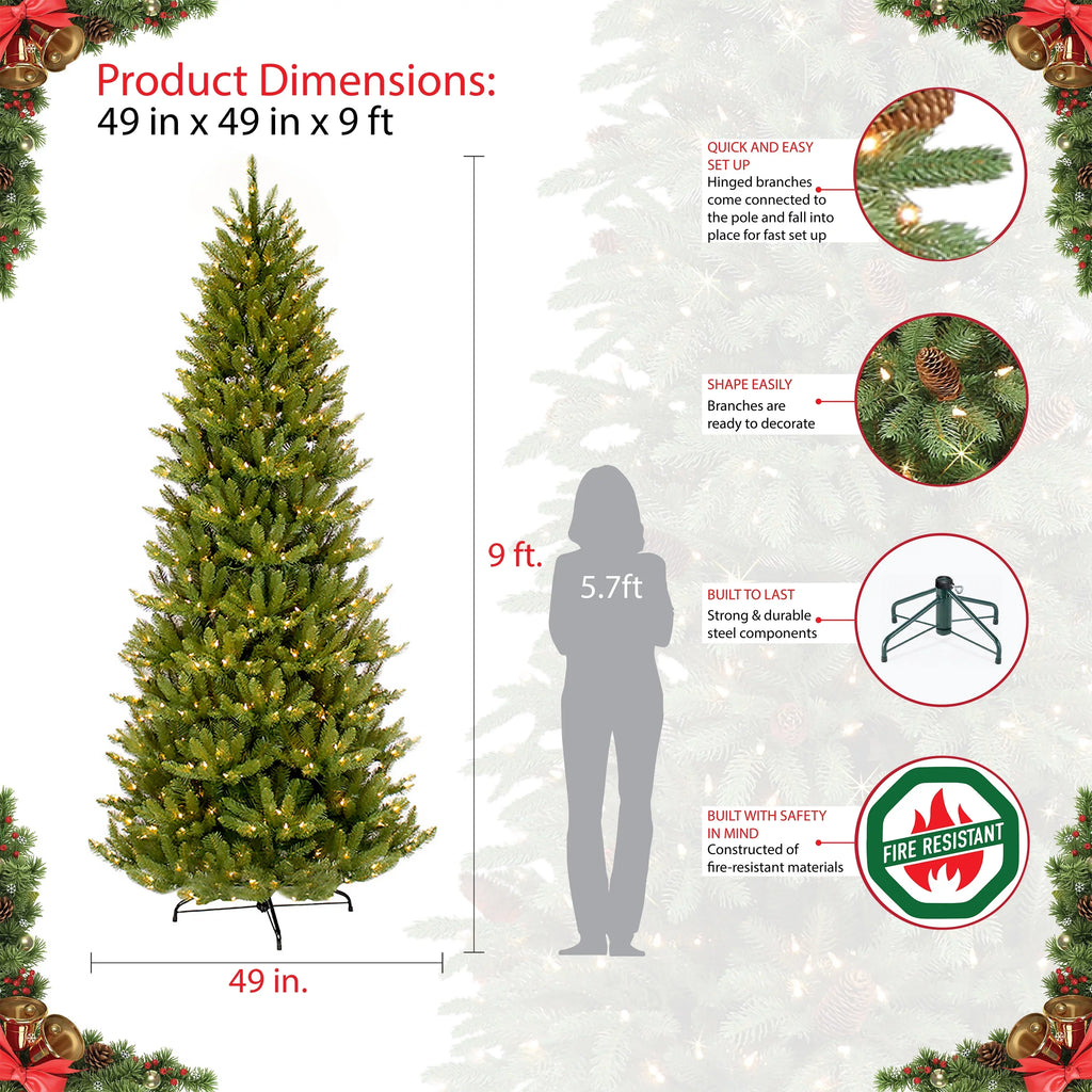 Christmas 9 Slim Pre-lit Fraser ft. Artificial listed Tree UL Clear Lights Fir 800