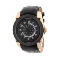 Mens HERHR7406 - Gold Watch & Semi-Skeleton Leather Heritor Band Daniels Rose Black Automatic