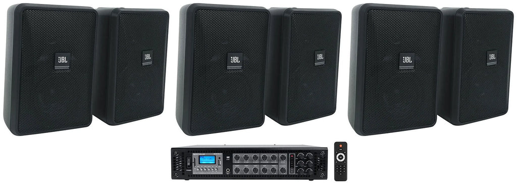 (6) Control Wall Commercial 3" Amp 23-1 70v JBL Indoor/exterior + Speakers Black
