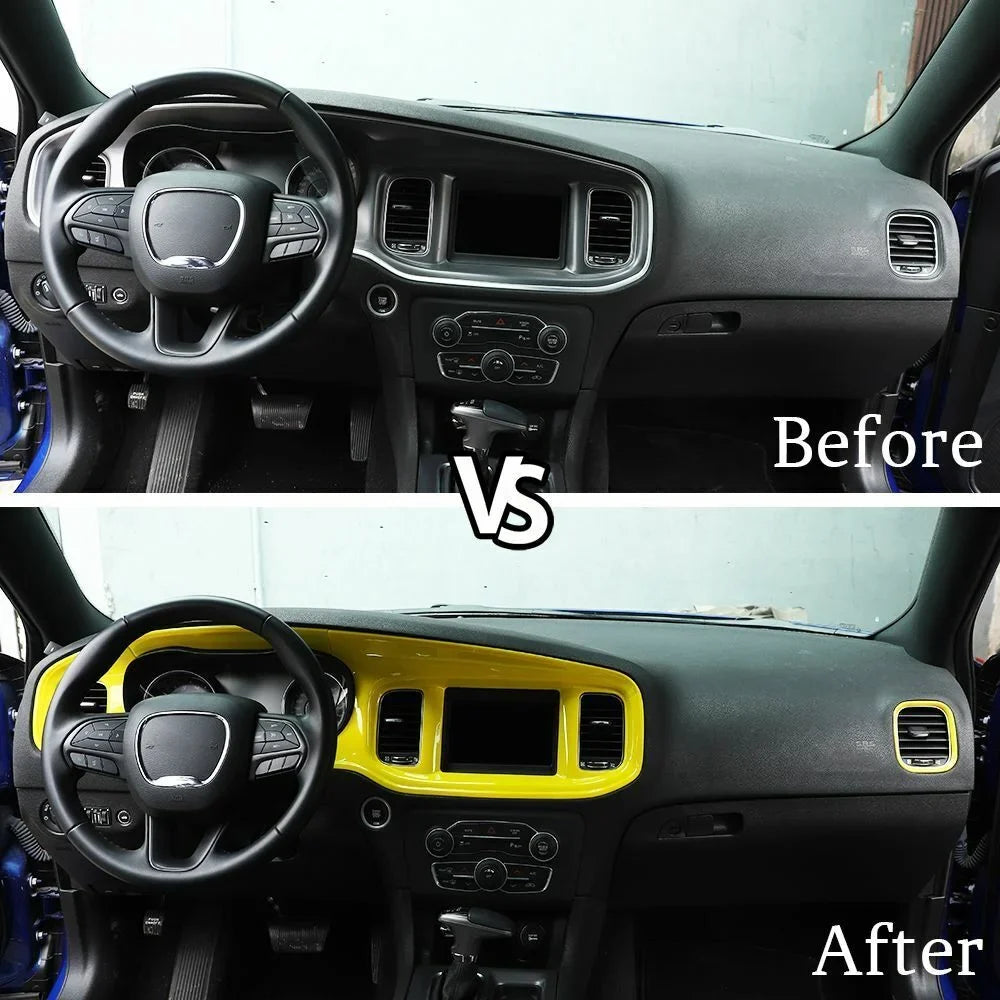 Console Panel Cover Center Trim 17x Yellow Dash Teledu Set Kit