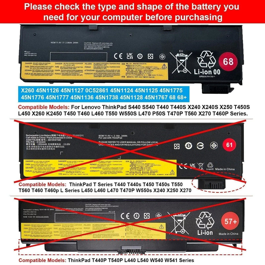 T560 Battery T450 Thinkpad ✅68 T460 For T440 L450 T470P 45N1775 T550 T460P