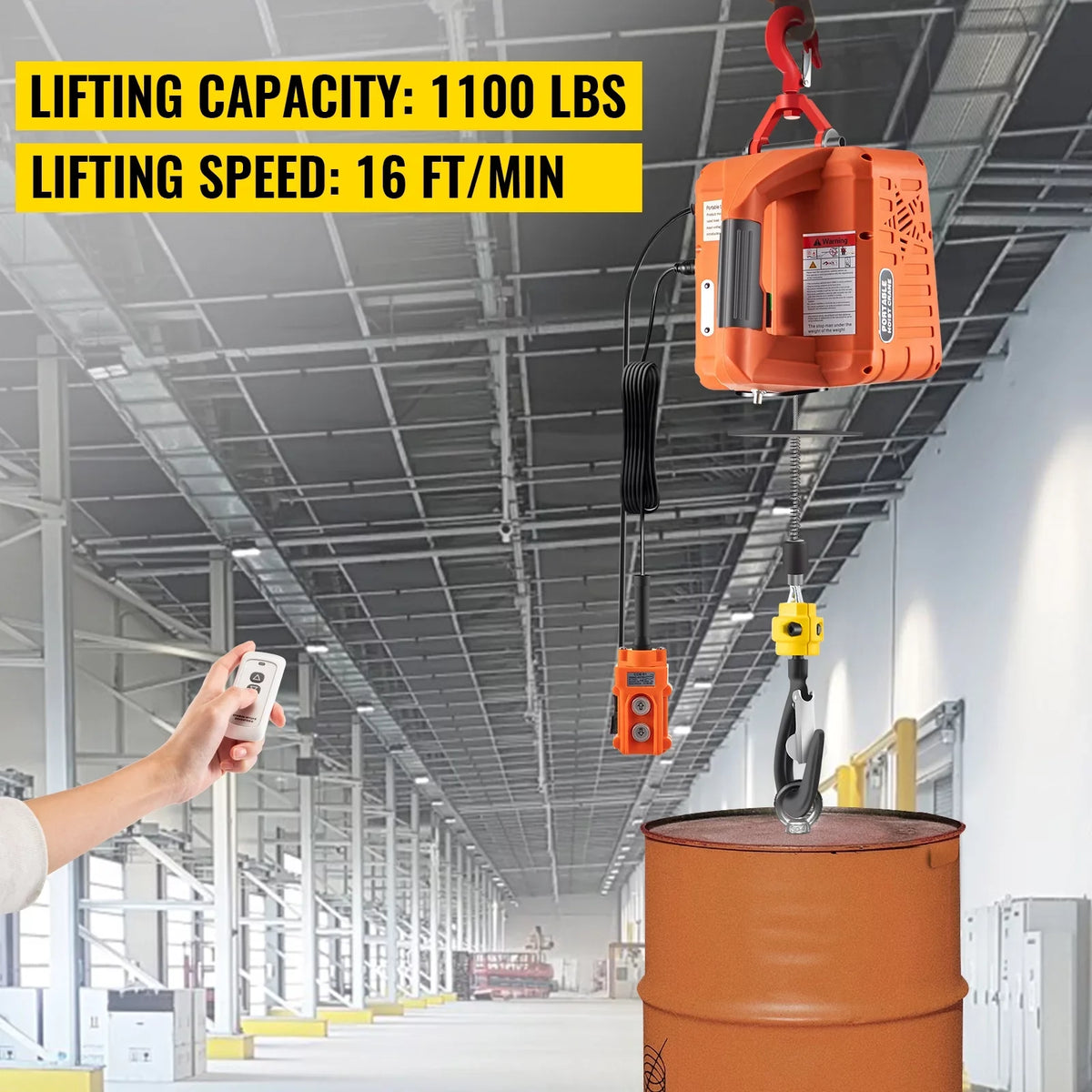 BENTISM Remote Hoist Control w/ Electric 25ft Crane 3-in-1 Portable Winch 1100lbs