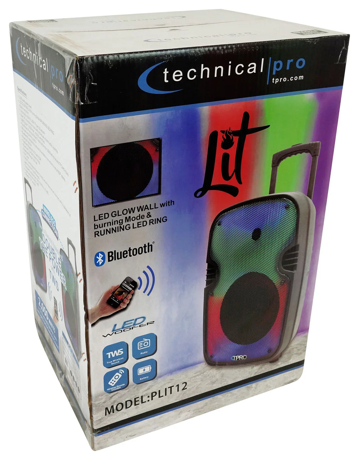 (2) Link+Stands PLIT12 Pro Bluetooth Speakers+Wireless 12" Technical LED Party