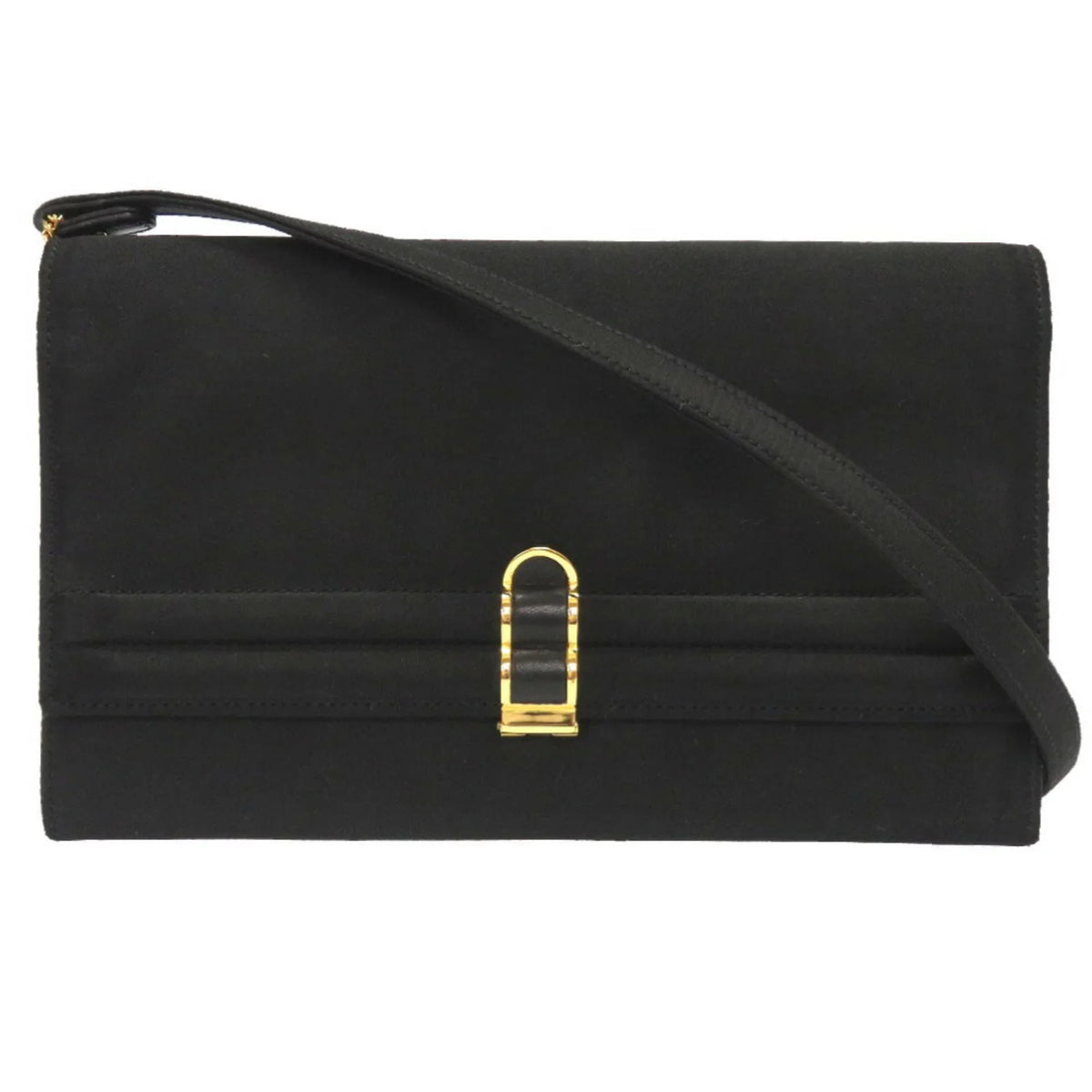 Cooktail Gold Bag Hermes 0034 Pre-Owned hardware Shoulder HERMES Black Satin (Good)