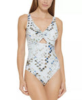 16 Swimsuit, DKNY US One-Piece Cutout MULTI SPLASH Twist-Front