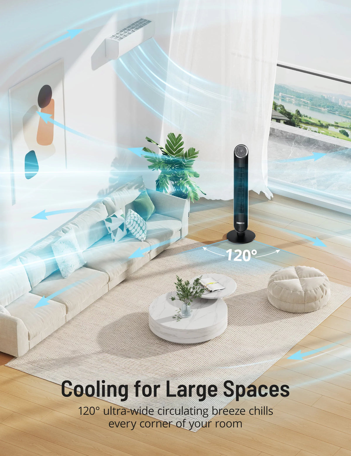 Filter, Speeds, for Standing with Dustproof Tower Oscillating Fan, 42" TaoTronics Fan Home, 12 Bladeless Modes, Mesh Fan Remote, 4 120° Office Timer, Fan, 12H