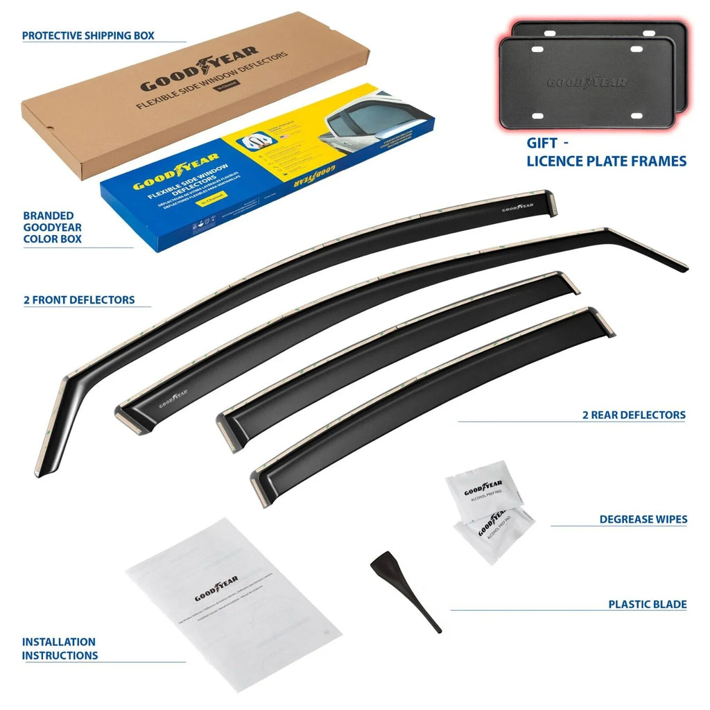 Car Hyundai Visors Guards, Goodyear - Deflectors 4 Window in-Channel Vent pcs Elantra Deflector, GY003459LP 2017-2020, Shatterproof Accessories, for Cars, Rain Window for