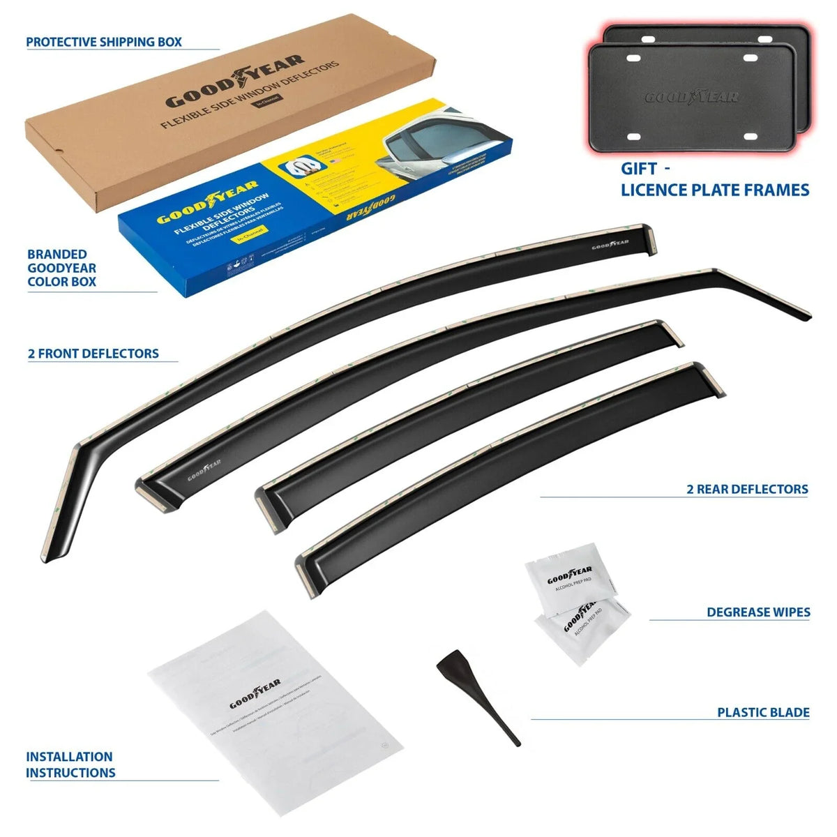Car Hyundai Visors Guards, Goodyear - Deflectors 4 Window in-Channel Vent pcs Elantra Deflector, GY003459LP 2017-2020, Shatterproof Accessories, for Cars, Rain Window for