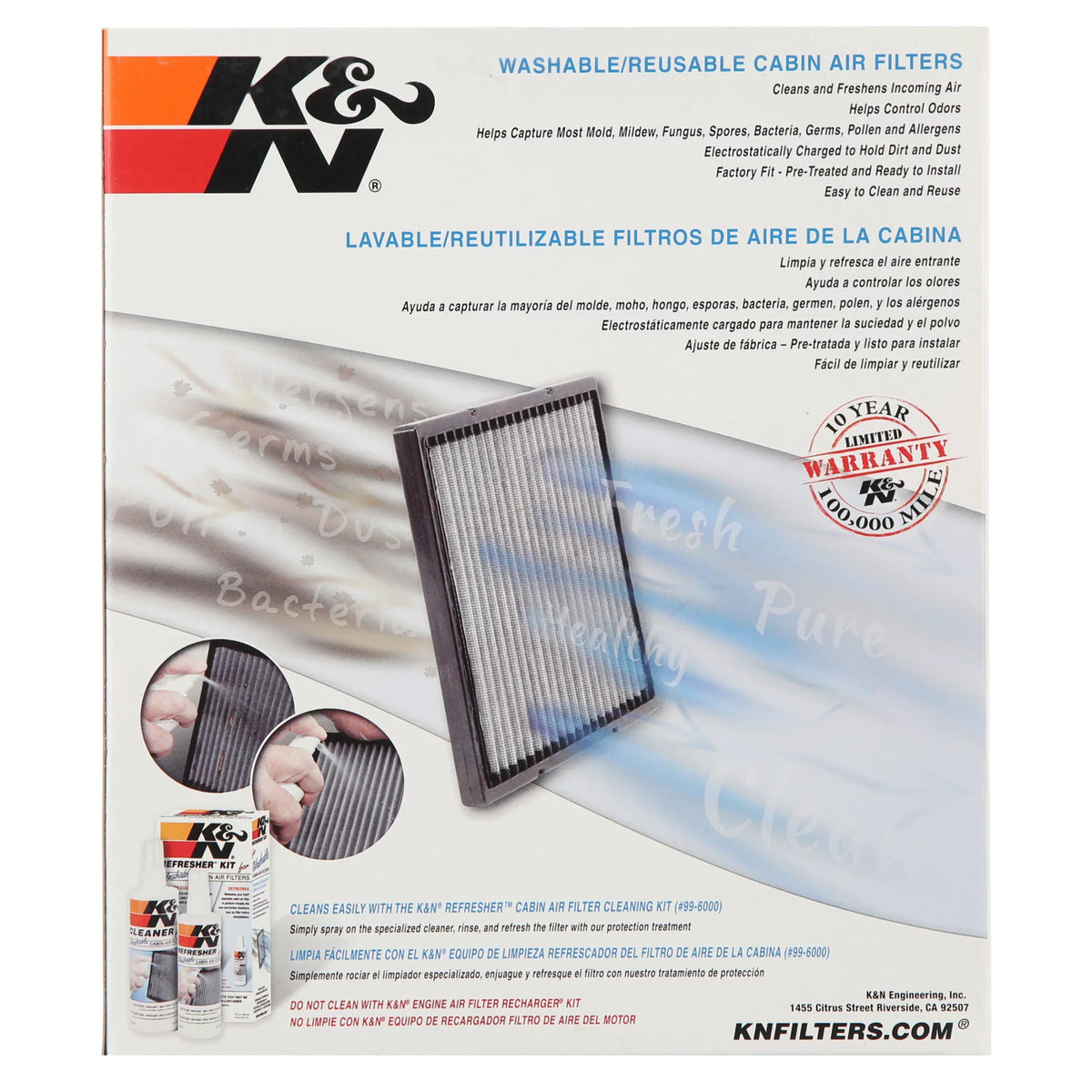 Air & Kia Filter Cabin Cleans Fits 2006-2010 HYUNDAI for VF2010 Air HYUNDAI Reusable Hyundai, your SONATA, select: K&N SANTA and Freshens FE Incoming Washable 2011-2012