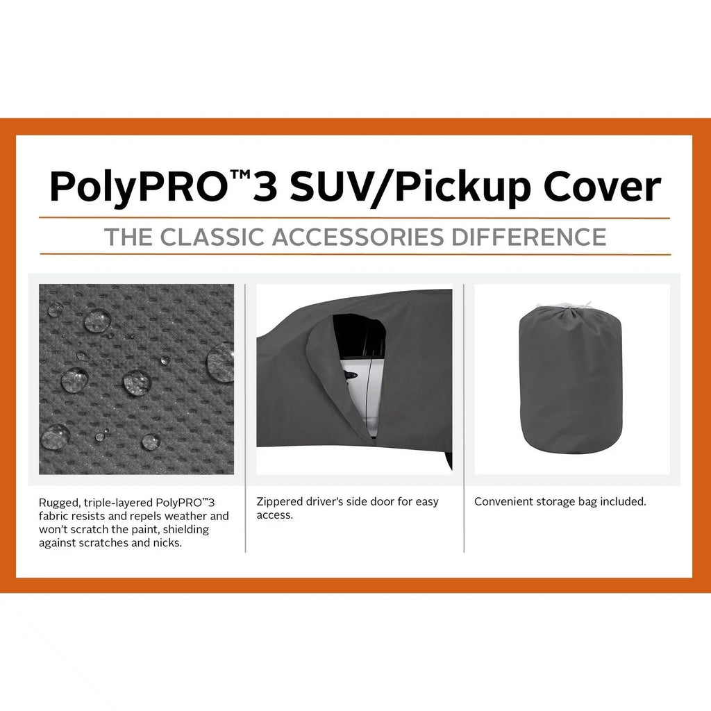 Accessories Cover PolyPRO™ Charcoal Car Classic OverDrive Truck Compact or 187"L, Cover, - Up to 3 Heavy-Duty SUV