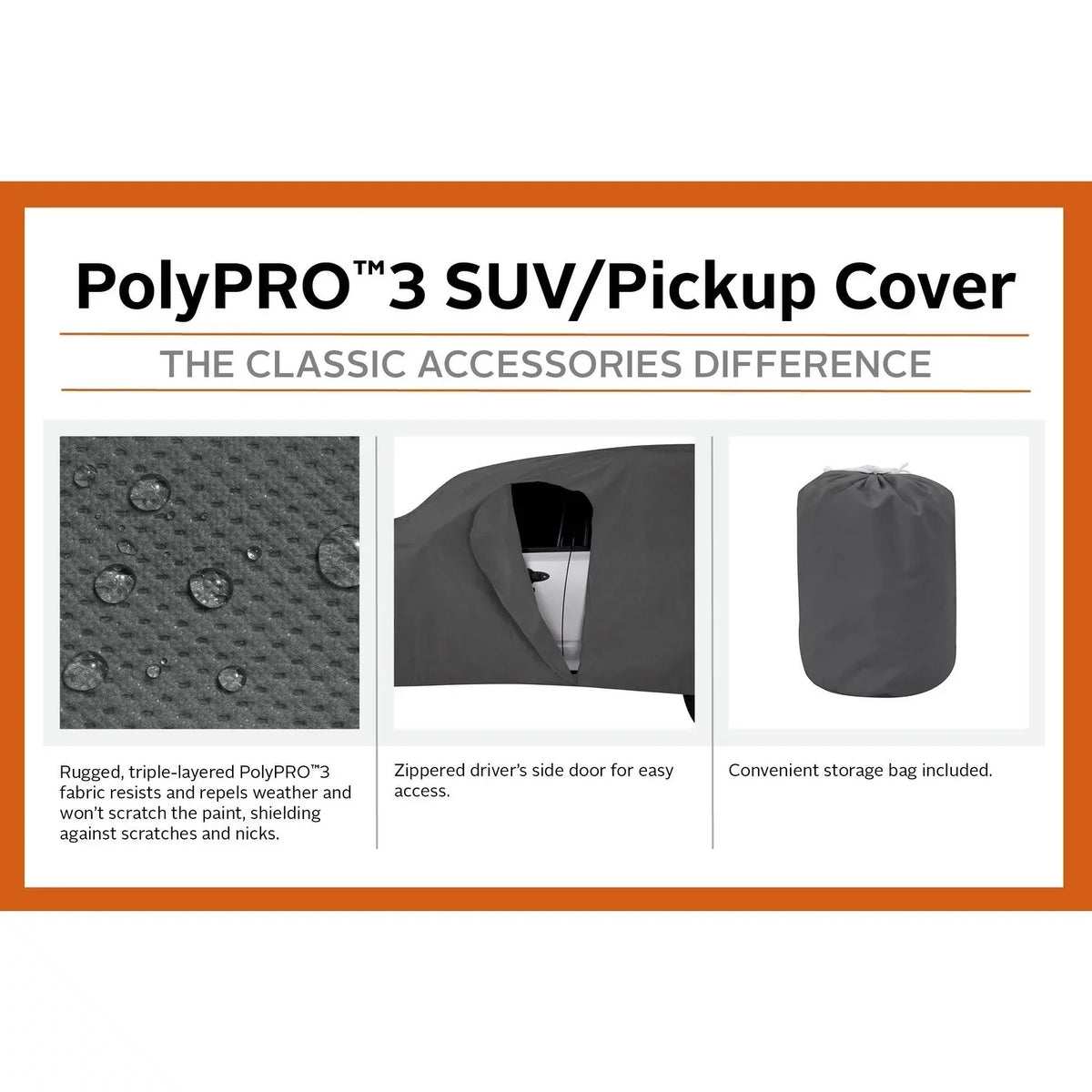 Accessories Cover PolyPRO™ Charcoal Car Classic OverDrive Truck Compact or 187"L, Cover, - Up to 3 Heavy-Duty SUV