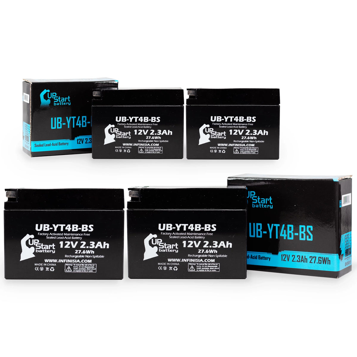 Yamaha 12V, 2.3Ah, Factory Battery UB-YT4B-BS Motorcycle Activated, 400CC Free, Battery UpStart 4-Pack for 2008 - Maintenance SR400 Replacement