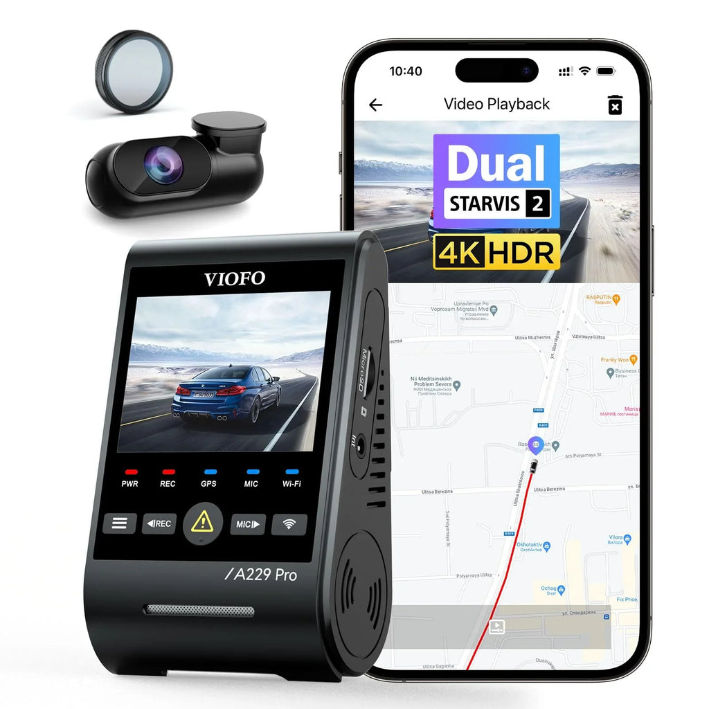 & 4K+2K Pro STARVIS IMX675 Front lb Dashcam Car 2 A229 GPS, 2 IMX678 with Dual Camera VIOFO Rear 2CH