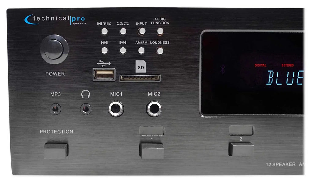 6) Black 6.5" Receiver+(12) Zone, 6000w Theater Speakers Ceiling Bluetooth Home
