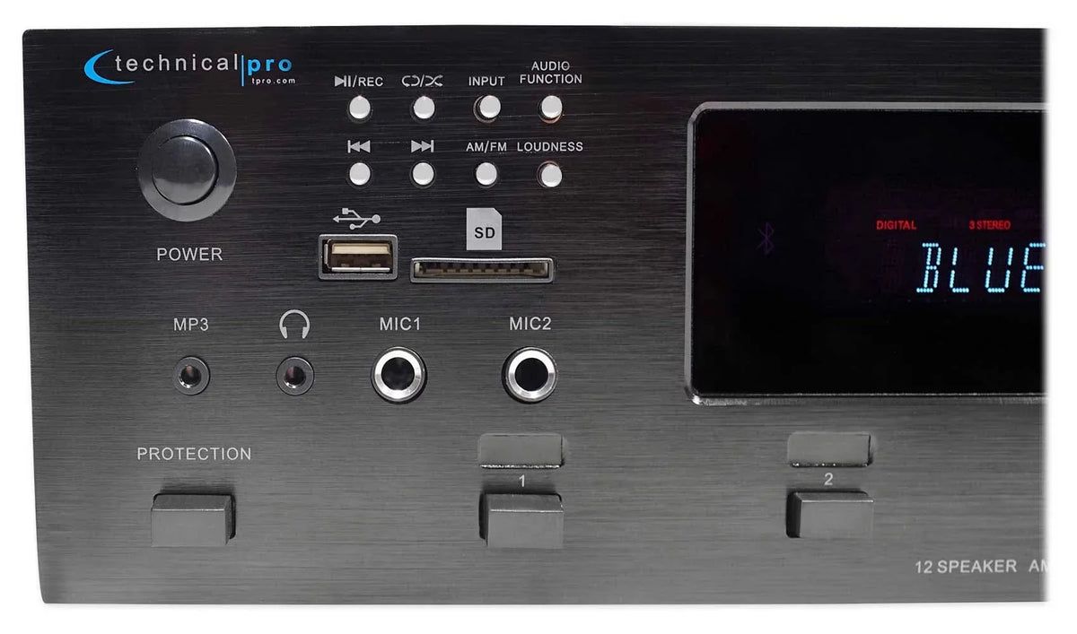6) Black 6.5" Receiver+(12) Zone, 6000w Theater Speakers Ceiling Bluetooth Home