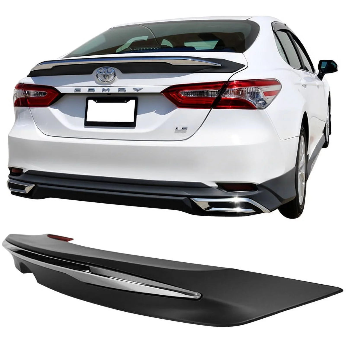 Chrome Trim With with 2021 Wing Compatible Trunk Ikon Camry 18-23 2019 Toyota 2020 Spoiler 2018 MD LE Motorsports Rear design