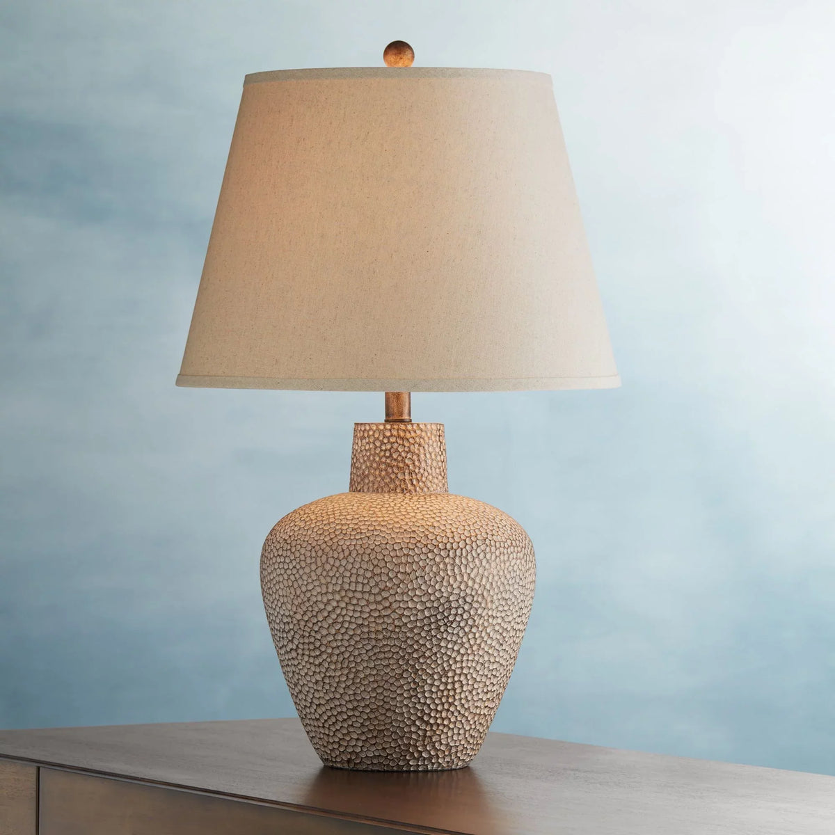 Rustic Textured Brown Home Bedroom Lighting Table Off Bentley Hammered Room Pot Lamp House Living Leaf Tall Empire Shade White 29" 360 for Farmhouse