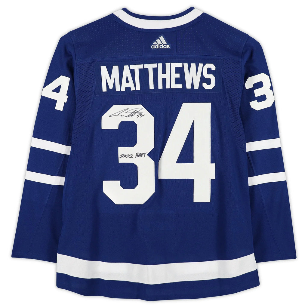 Jersey Auston Blue Trophy ''2022 with Hart Toronto 2022 Winner Hart'' Authentic Leafs Matthews Autographed Maple