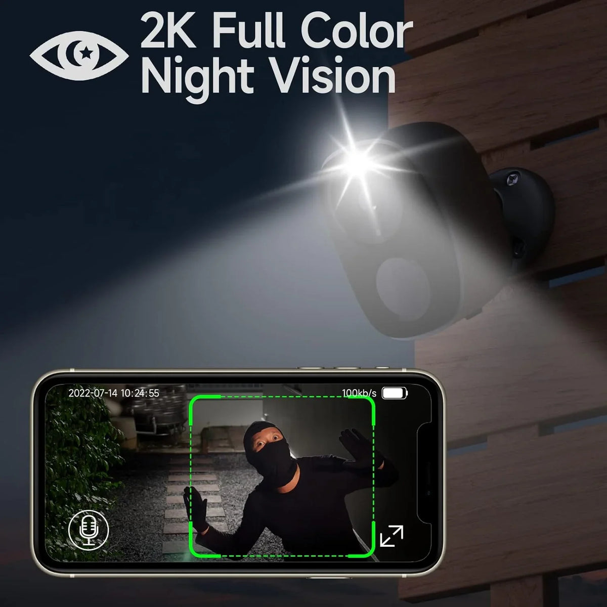 No (BW4-G-4Pack) with Wireless Camera Storage, Free Monthly exterior, IP65, for Home Vision, 2-Way Powered AI Motion Battery Cameras Cloud Security Color 2K Audio Fee, Security SD/ Night Detection,