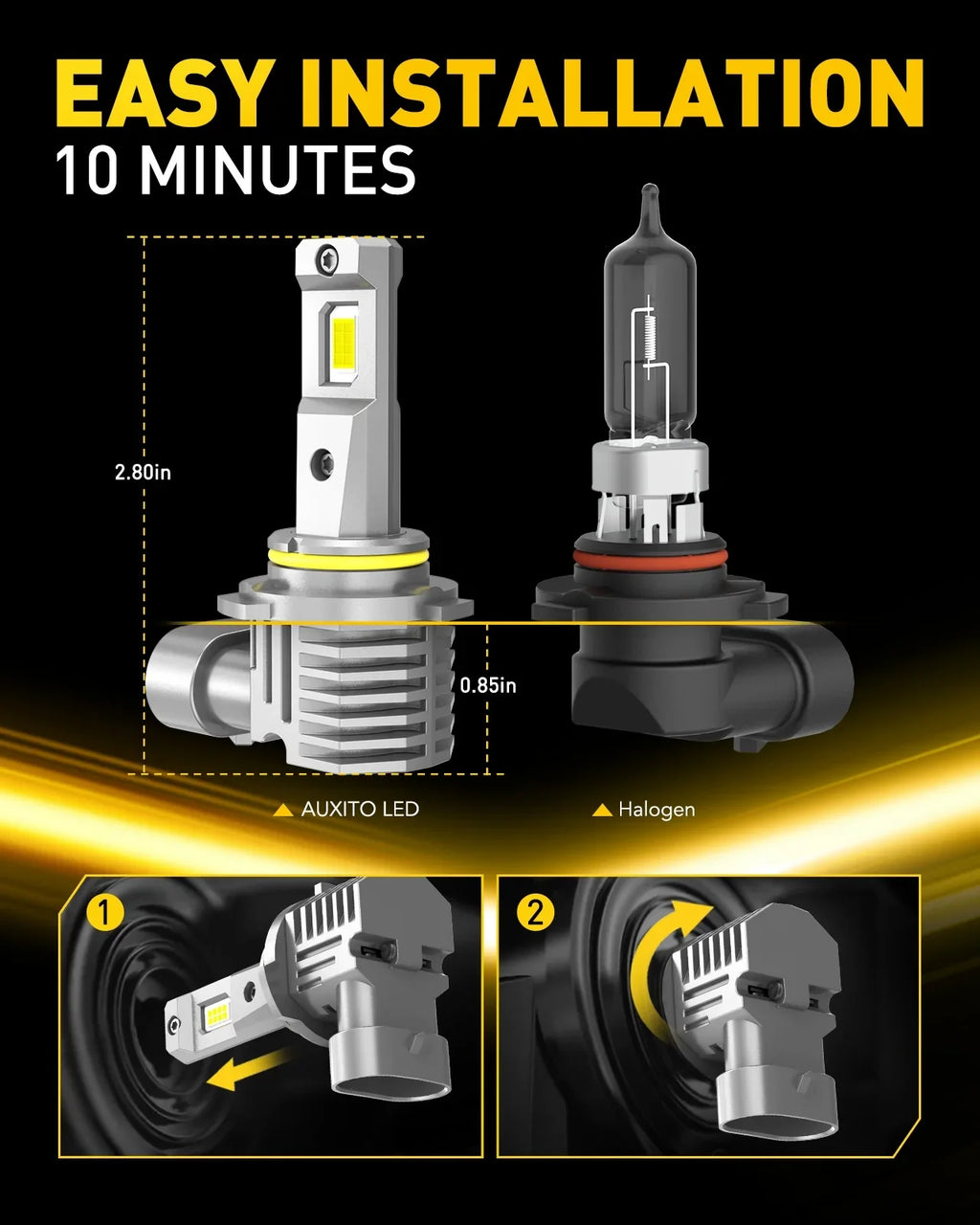Upgraded 9005 6500K Fan, Headlight of 9006 800% 9006 Bulbs Headlight 9005 Bright, 4 White Super 2024 Pack Combo Kit, Led AUXITO Wireless with LED