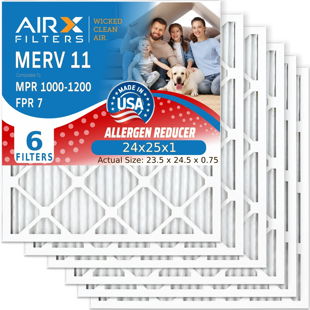 AIRX Comparable Pleated by 7 MPR Premium FPR to CLEAN 24x25x1 Made Electrostatic HVAC 11 Filters 6 Conditioner FILTERS MPR 24x25x1 AIR. Filter USA Air Furnace MERV Air Filter Pack 1200 & 1000, WICKED