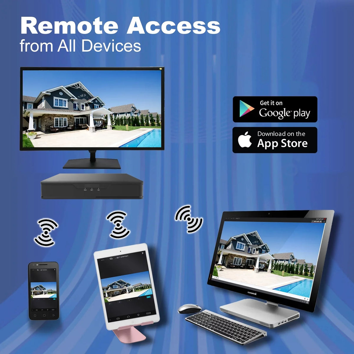 Hard Playback With Channel 1TB AV System HDMI Time Phone 101 Security Internet Office HD-TVI for DVR H.265True-HD Real 16 Mobile Drive Accessible 1080p Home