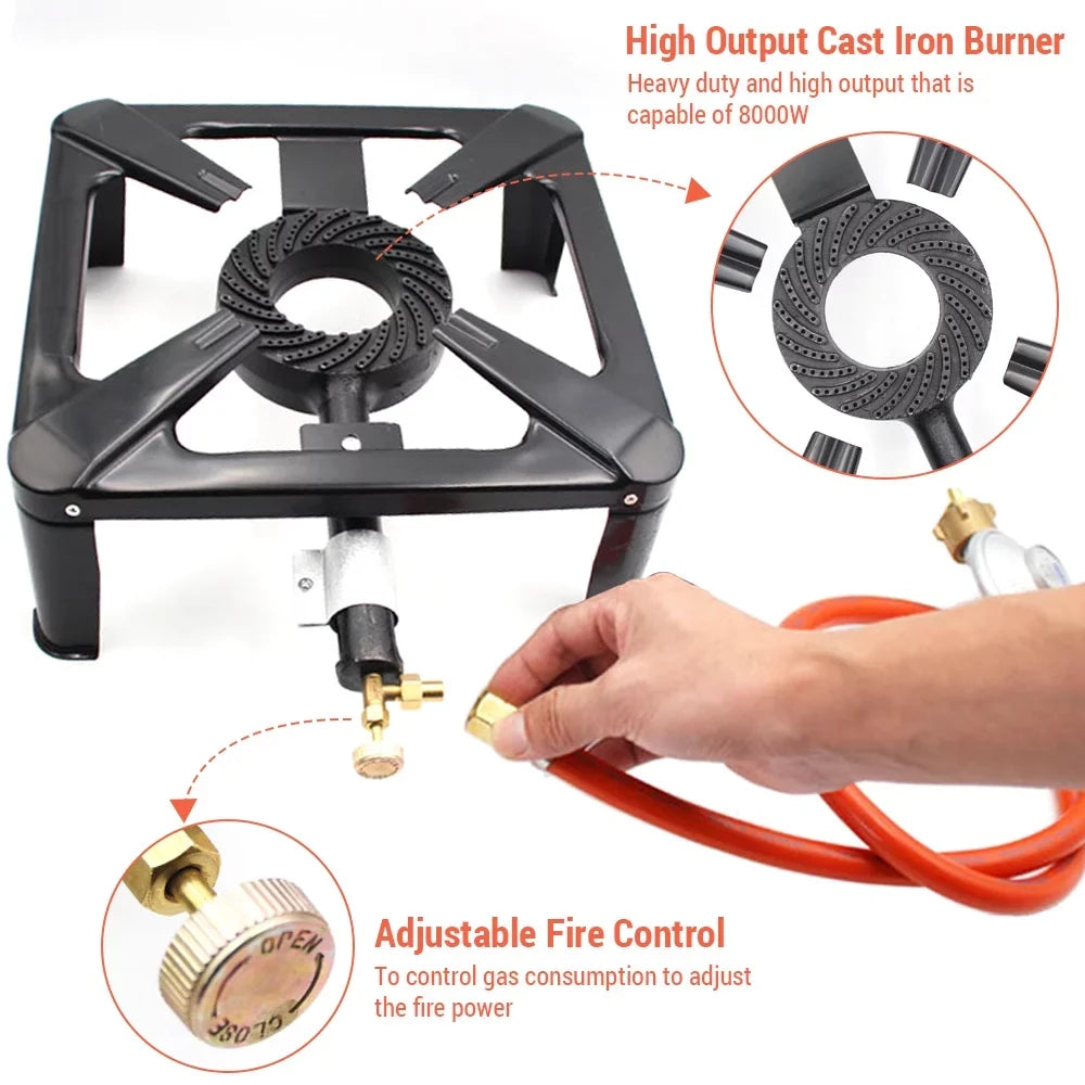 BBQ, and Camping Portable Efficient - Cast Single Stove Propane Cooker Gas for Nebublu Iron