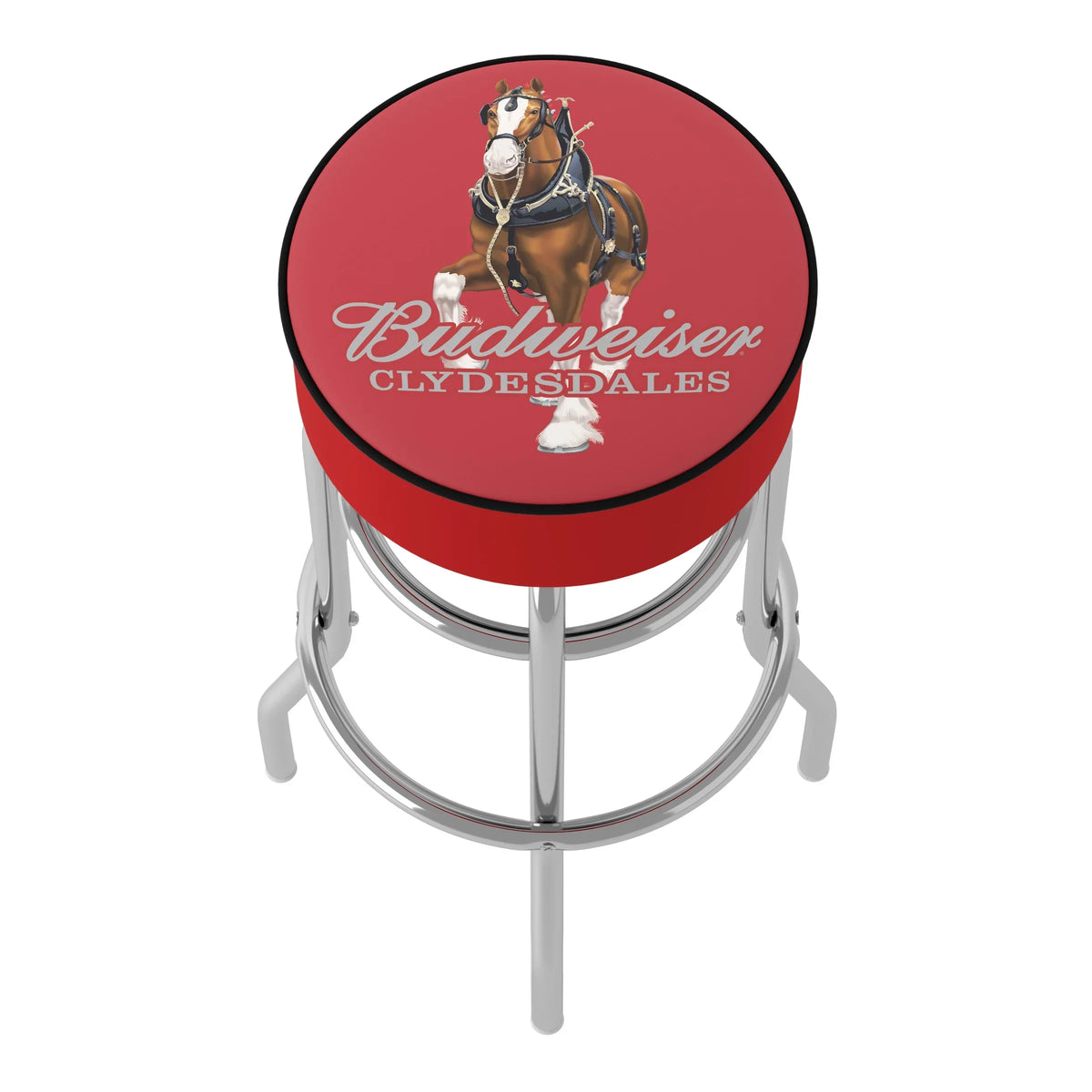 Bar Stool - Red Budweiser Swivel Clydesdale Padded